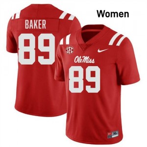 Women Mike Baker Red Mississippi #89 High School Jerseys 274872-397