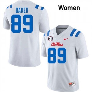 Women Mike Baker White Mississippi #89 NCAA Jerseys 890825-383