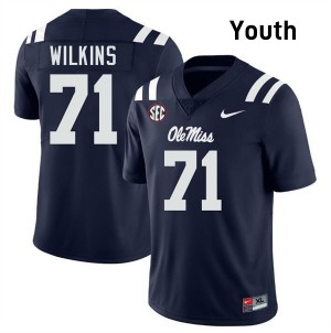 Youth PJ Wilkins Navy Ole Miss #71 Limited Jersey 589018-467