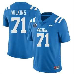 Men PJ Wilkins Powder Blue Ole Mississippi Rebels #71 University Jerseys 748770-202