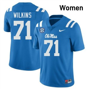 Women PJ Wilkins Powder Blue Ole Miss Rebels #71 Limited Jersey 924658-978