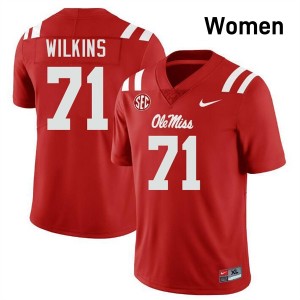 Women PJ Wilkins Red University of Mississippi #71 High School Jersey 345855-484