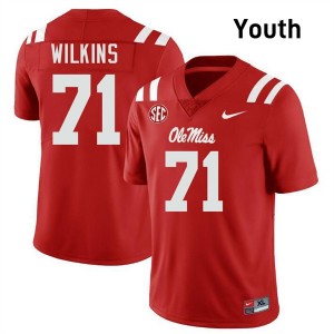 Youth PJ Wilkins Red Ole Mississippi #71 Game Jerseys 553893-410