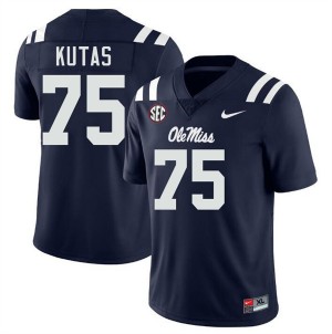 Men Patrick Kutas Navy Ole Miss Rebels #75 Official Jersey 279358-304