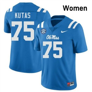 Women Patrick Kutas Powder Blue University of Mississippi #75 Player Jersey 619320-933