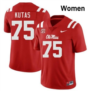 Women Patrick Kutas Red Mississippi #75 2025-26 Jersey 450748-318