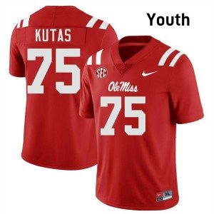 Youth Patrick Kutas Red Mississippi #75 Embroidery Jerseys 937362-792