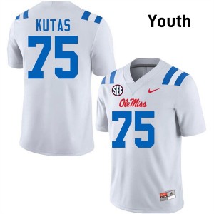 Youth Patrick Kutas White University of Mississippi #75 Embroidery Jerseys 929429-436