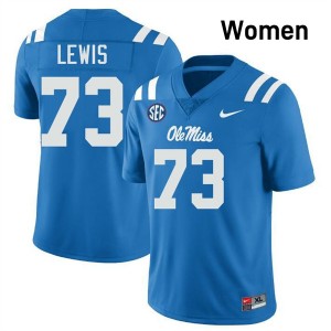 Women Percy Lewis Powder Blue University of Mississippi #73 Replica Jersey 381418-594