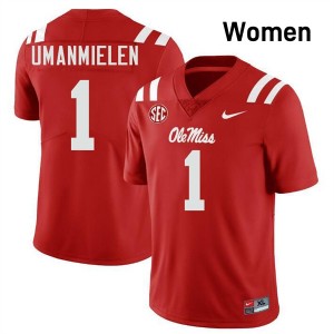 Women Princewill Umanmielen Red University of Mississippi #1 Replica Jerseys 410110-639