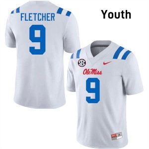 Youth Ricky Fletcher White Ole Miss #9 2025-26 Jerseys 779306-278
