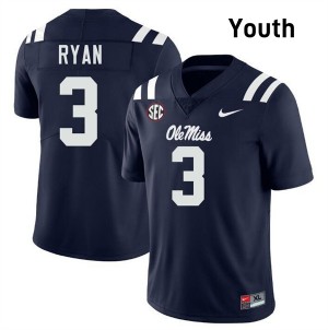 Youth Sage Ryan Navy Ole Mississippi Rebels #3 Limited Jerseys 763489-420