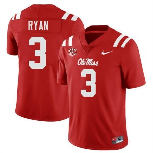 Men Sage Ryan Red Mississippi #3 Alumni Jerseys 879753-581