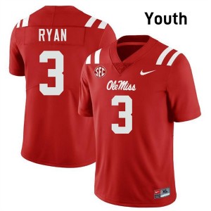 Youth Sage Ryan Red Ole Miss #3 Player Jerseys 441214-775