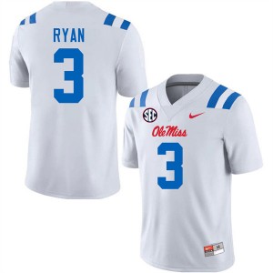 Men Sage Ryan White Ole Miss Rebels #3 Replica Jerseys 544523-890