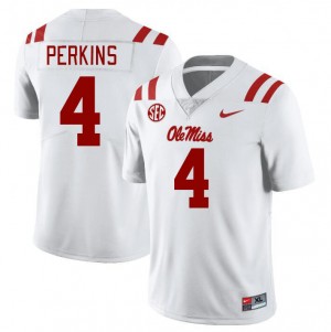 Men Suntarine Perkins White Ole Miss #4 NCAA Jerseys 900875-578
