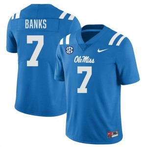 Men TJ Banks Powder Blue Ole Mississippi Rebels #7 Alumni Jerseys 136776-114