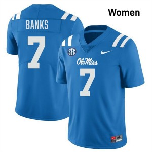 Women TJ Banks Powder Blue University of Mississippi #7 NCAA Jersey 421854-464