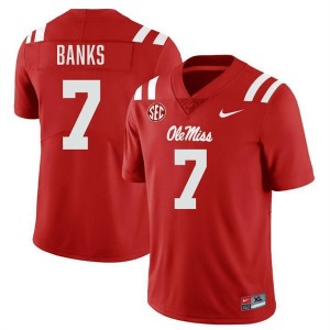 Men TJ Banks Red Ole Miss Rebels #7 Player Jerseys 819658-245