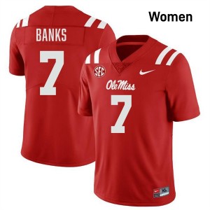 Women TJ Banks Red Ole Miss Rebels #7 High School Jersey 921361-326