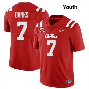 Youth TJ Banks Red Ole Miss #7 Official Jerseys 755488-101
