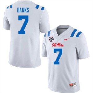 Men TJ Banks White Mississippi #7 University Jerseys 566773-128