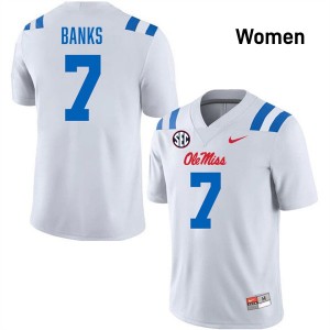 Women TJ Banks White Ole Mississippi #7 Official Jerseys 850238-435