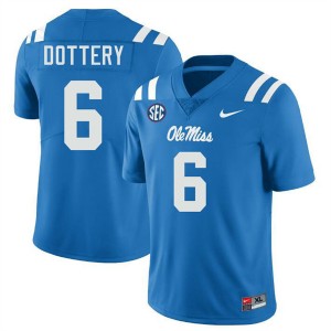 Men TJ Dottery Powder Blue Ole Miss #6 Embroidery Jersey 543679-898