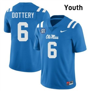 Youth TJ Dottery Powder Blue Ole Miss #6 Embroidery Jerseys 444797-495