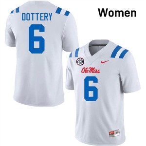 Women TJ Dottery White Mississippi #6 NCAA Jersey 634409-713