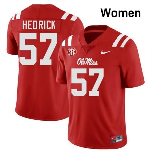 Women TJ Hedrick Red University of Mississippi #57 Replica Jerseys 174195-424