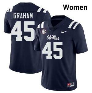 Women Talib Graham Navy Ole Mississippi Rebels #45 Official Jersey 699590-800
