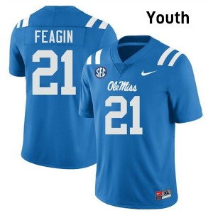 Youth Tavoy Feagin Powder Blue Rebels #21 Embroidery Jersey 336248-804