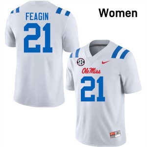Women Tavoy Feagin White Ole Miss Rebels #21 Replica Jersey 105175-604