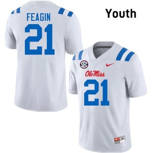 Youth Tavoy Feagin White Ole Miss #21 Official Jerseys 333782-664
