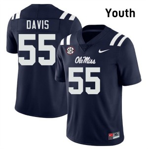 Youth Terez Davis Navy University of Mississippi #55 Embroidery Jerseys 866564-900