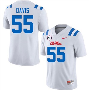 Men Terez Davis White Ole Miss #55 Stitched Jerseys 732234-564