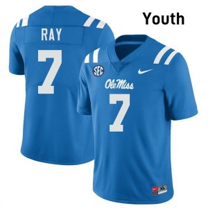 Youth Traylon Ray Powder Blue Rebels #7 High School Jerseys 250269-488