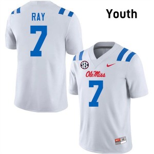 Youth Traylon Ray White Ole Mississippi Rebels #7 Replica Jerseys 883032-687