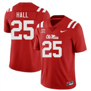 Men Trey Hall Red Ole Miss Rebels #25 University Jerseys 378503-105