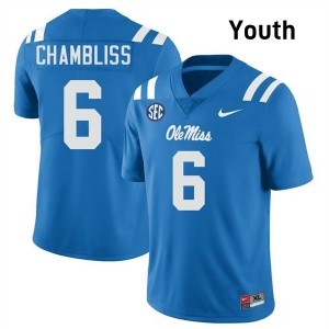 Youth Trinidad Chambliss Powder Blue Ole Mississippi Rebels #6 Player Jersey 622125-301