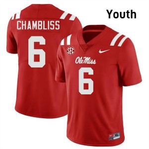 Youth Trinidad Chambliss Red Ole Miss #6 Replica Jerseys 131875-774
