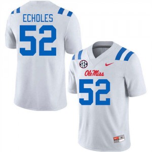 Men Will Echoles White University of Mississippi #52 Stitched Jerseys 519197-871