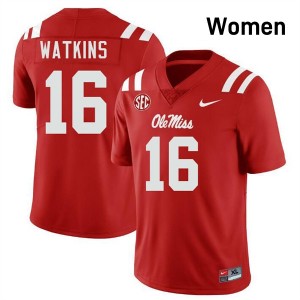 Women Winston Watkins Red University of Mississippi #16 2025-26 Jersey 117259-354
