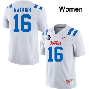 Women Winston Watkins White Ole Miss #16 2025 Jersey 324443-979