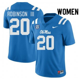 Women Anthony Robinson III Powder Blue Rebels #20 NCAA Jersey 880609-520