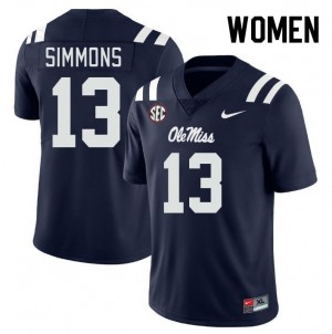 Women Austin Simmons Navy Mississippi #13 2025 Jerseys 548395-965