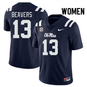 Women Cedrick Beavers Navy Rebels #13 Limited Jersey 865364-264