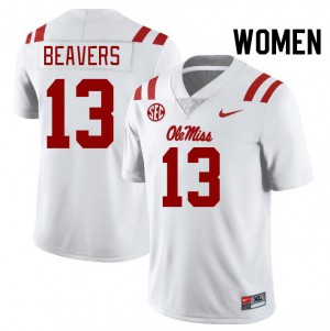 Women Cedrick Beavers White Mississippi #13 Alumni Jersey 735499-133