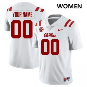 Women Custom White/Red University of Mississippi #00 Player Jersey 138252-118